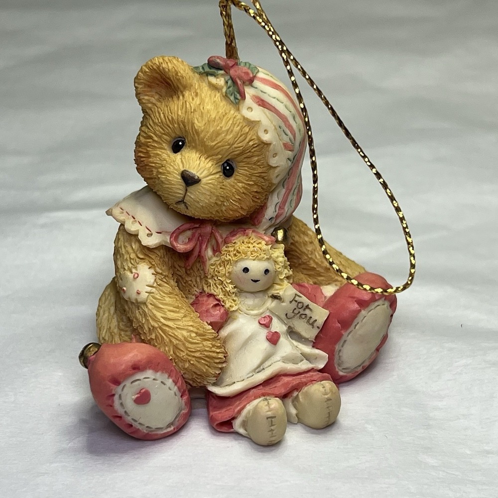 Cherished Teddies 1995 Girl Bear with Doll Hanging Ornament #625434